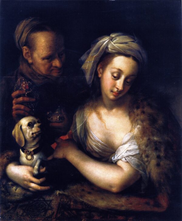A Courtesan with Her Procuress by Hans von Aachen, hand-painted oil painting reproduction