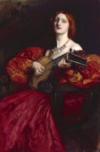 A Lute Player 1899 by Edwin Austin Abbey, hand-painted oil painting reproduction