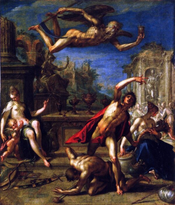 Allegory of Rulership The Return of the Golden Age under Saturn by Hans von Aachen, hand-painted oil painting reproduction