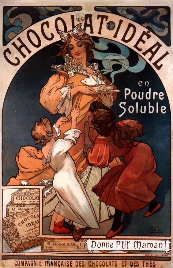 Chocolat Ideal by Alphonse Mucha, hand-painted oil painting reproduction