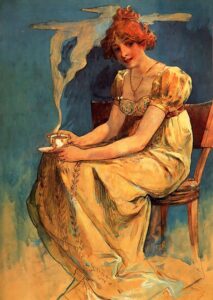 Coffee by Alphonse Mucha, hand-painted oil painting reproduction