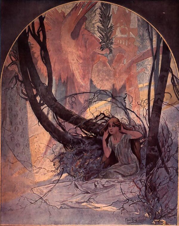 Easter chimes awaken nature by Alphonse Mucha, hand-painted oil painting reproduction