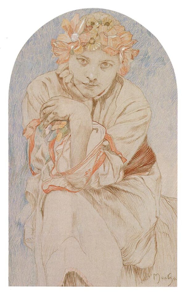Envisage by Alphonse Mucha, hand-painted oil painting reproduction