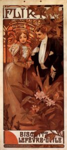Flirt by Alphonse Mucha, hand-painted oil painting reproduction
