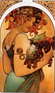 Fruit by Alphonse Mucha, hand-painted oil painting reproduction