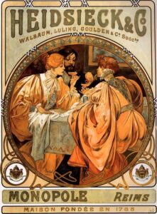 Heidsieck and Co by Alphonse Mucha, hand-painted oil painting reproduction