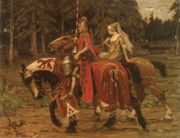 Heraldic Chivalry by Alphonse Mucha, hand-painted oil painting reproduction