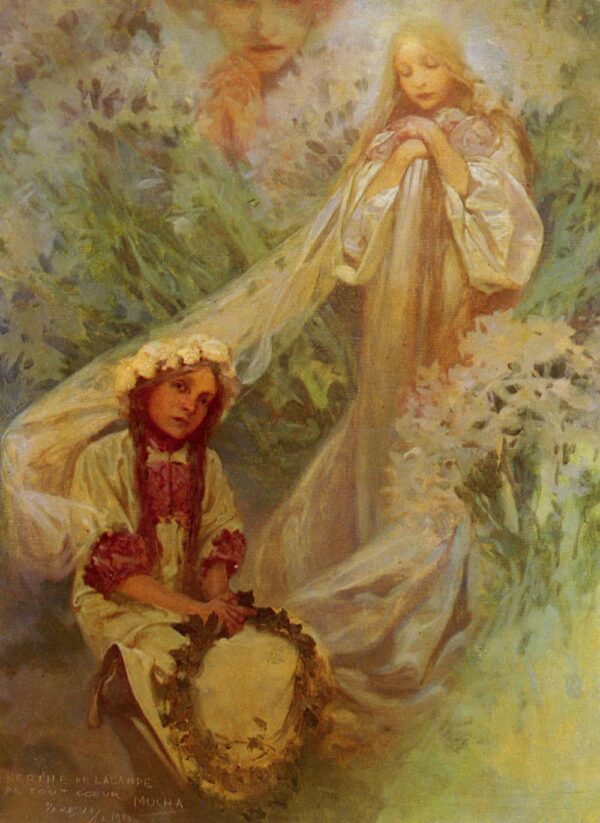 Madonna of the Lilies by Alphonse Mucha, hand-painted oil painting reproduction