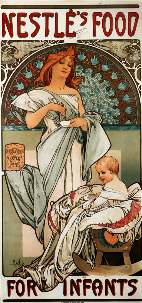 Nestles Food for Infants by Alphonse Mucha, hand-painted oil reproduction