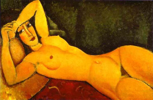 Reclining Nude with Left Arm Resting on Forehead by Amedeo Modigliani, hand-painted oil painting reproduction