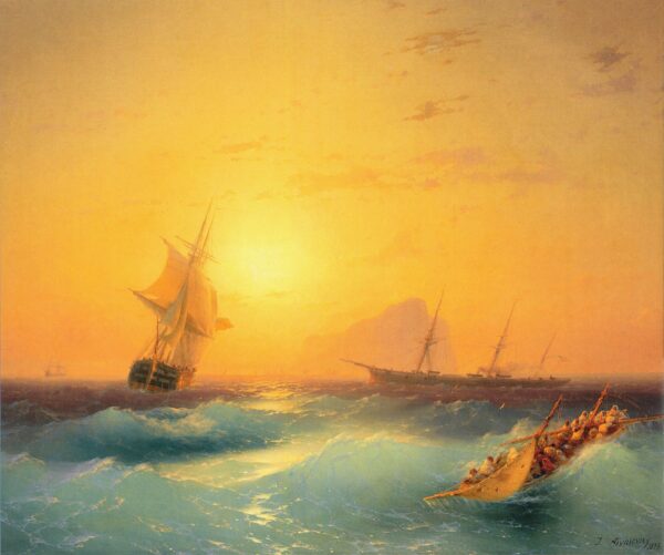 American Shipping off the Rock of Gibraltar by Ivan Aivazovsky, hand-painted oil painting reproduction