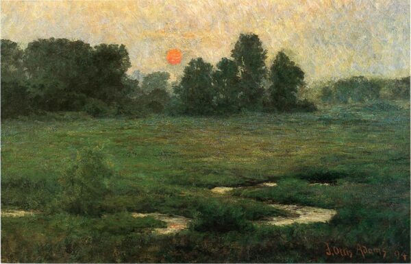 An-August-Sunset-1894 by John Ottis Adams, hand-painted oil painting reproduction