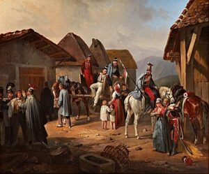 Austrian Cavalry by Albrecht Adam, hand-painted oil painting reproduction