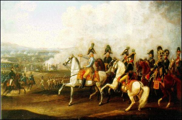 Austrian Staff Officers Watching by Albrecht Adam, hand-painted oil painting reproduction