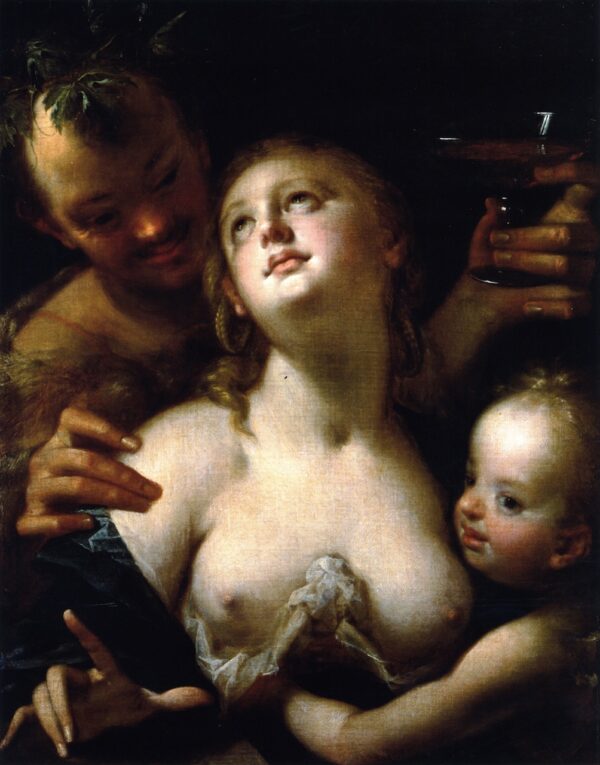 Bacchus Venus and Cupid by Hans von Aachen, hand-painted oil painting reproduction