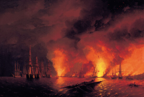 Battle of Sinop by Ivan Aivazovsky, hand-painted oil painting reproduction