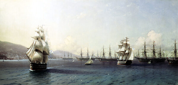 Black Sea Fleet in the Bay of Theodosia by Ivan Aivazovsky, hand-painted oil painting reproduction