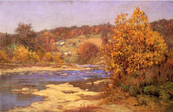 Blue and Gold 1901 by John Ottis Adams, hand-painted oil reproduction