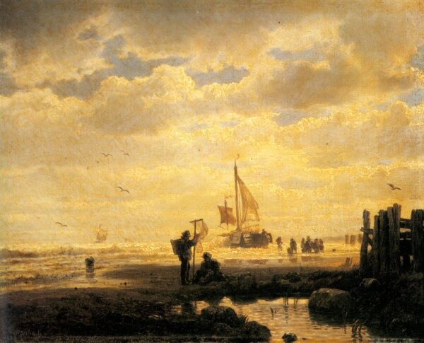 Bringing in the Catch by Andreas Achenbach, hand-painted oil painting reproduction