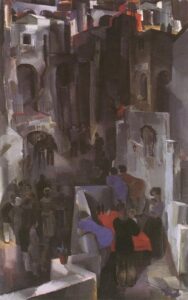 Concert in the Square 1929 by Vilmos Aba-Novák, hand-painted oil painting reproduction