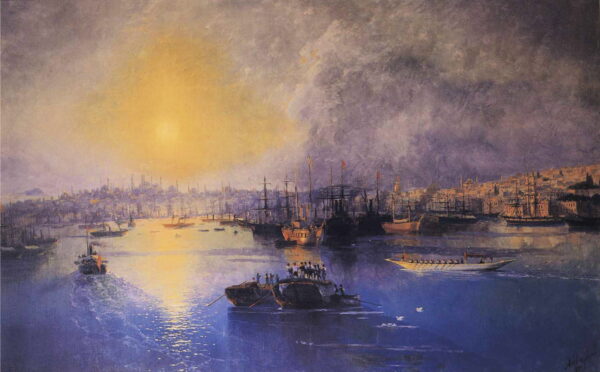 Constantinople Sunset by Ivan Aivazovsky, hand-painted oil painting reproduction