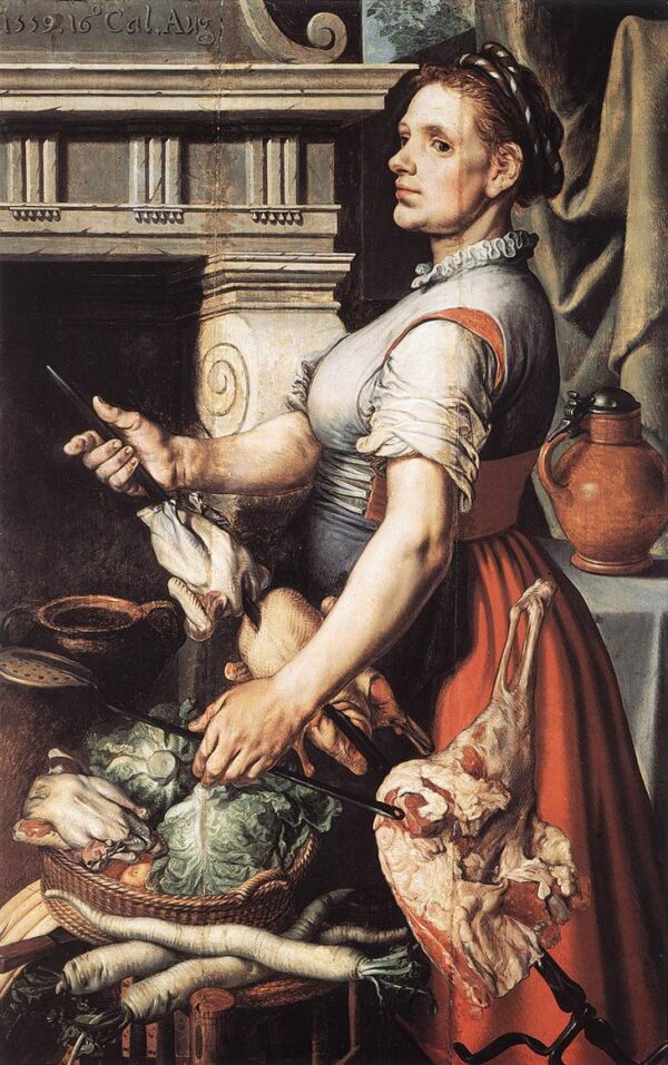 Cook in front of the Stove 1559 by Pieter Aertsen, hand-painted oil painting reproduction