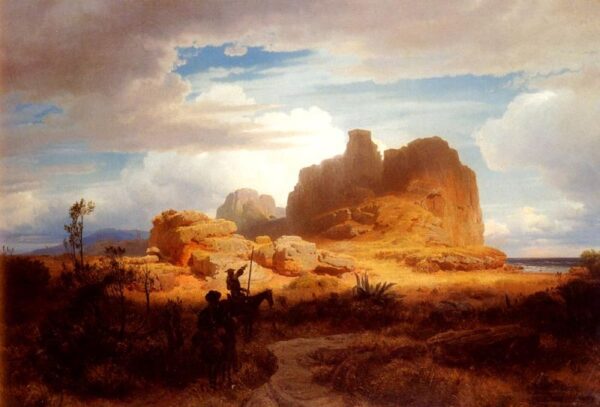 Don Quixote and Sancho Panza by Andreas Achenbach, hand-painted oil painting reproduction