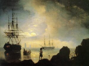 Fishermen on the Shore by Ivan Aivazovsky, hand-painted oil painting reproduction