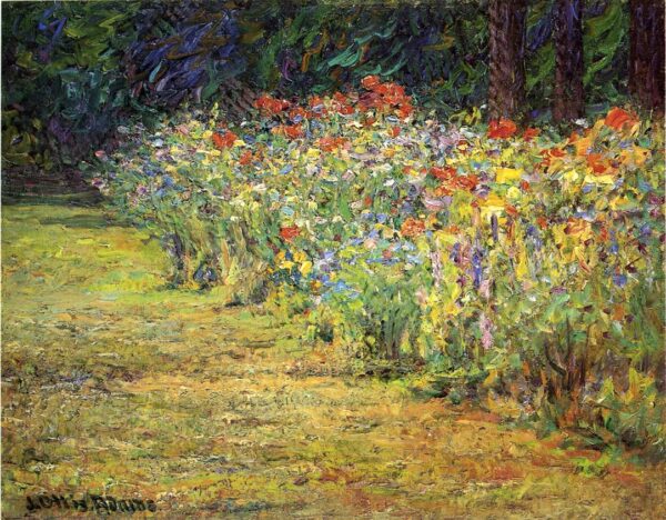 Flower Border by John Ottis Adams, hand-painted oil reproduction