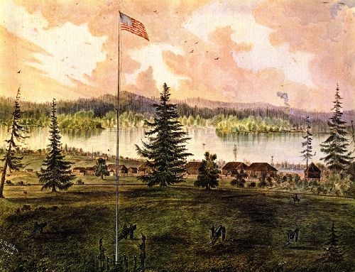 Fort Vancouver Oregon by James Madison Alden, hand-painted oil reproduction