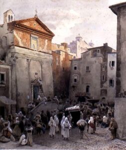Funeral in Palestine by Oswald Achenbach, hand-painted oil painting reproduction