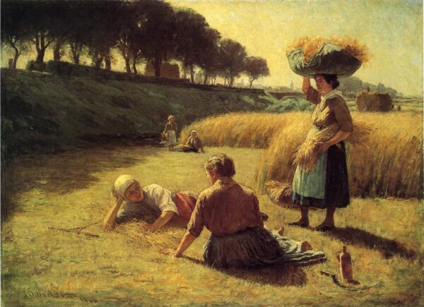 Gleaners-at-Rest-aka-Nooning-1886 by John Ottis Adams, hand-painted oil painting reproduction