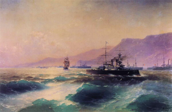 Gunboat off Crete by Ivan Aivazovsky, hand-painted oil painting reproduction
