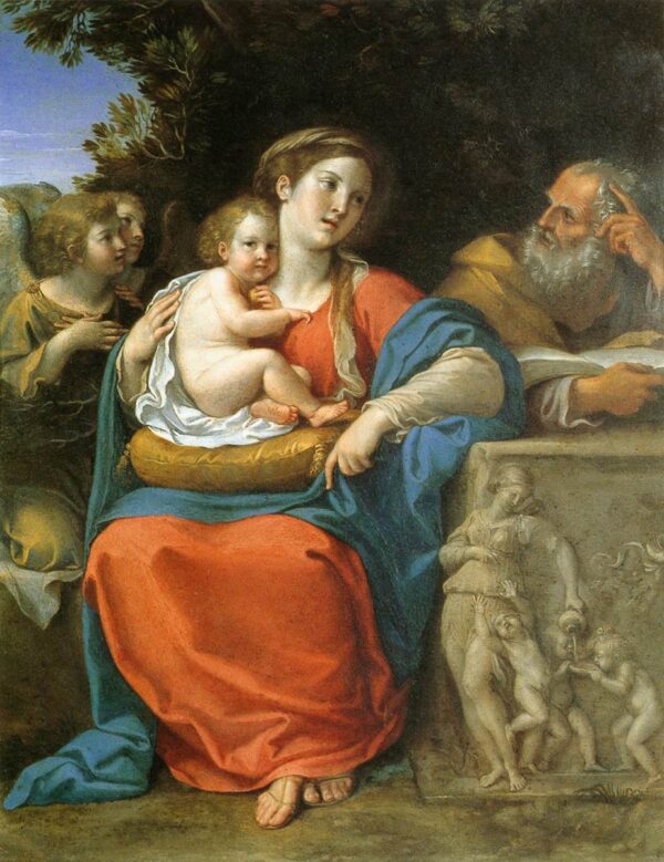 Holy Family with Angels by Francesco Albani, hand-painted oil painting reproduction