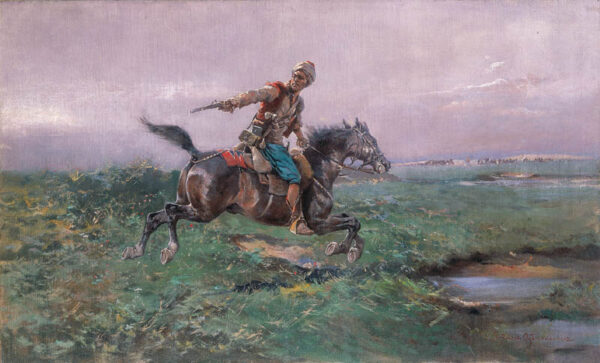 Horseman on the Steppe by Tadeusz Ajdukiewicz, hand-painted oil painting reproduction