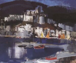 Italian Coastal Village c 1930 by Vilmos Aba-Novák, hand-painted oil painting reproduction