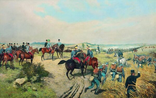 Kaiser Franz Joseph I Observing Manuevers by Tadeusz Ajdukiewicz, hand-painted oil painting reproduction