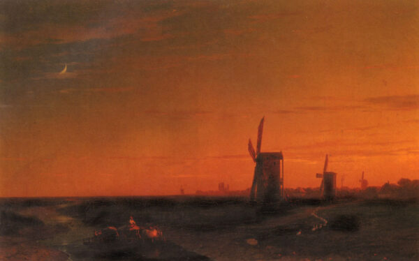 Landscape with Windmills by Ivan Aivazovsky, hand-painted oil painting reproduction