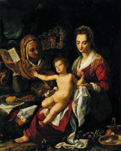Madonna with Child and St Elisabeth by Alessandro Allori, hand-painted oil painting reproduction