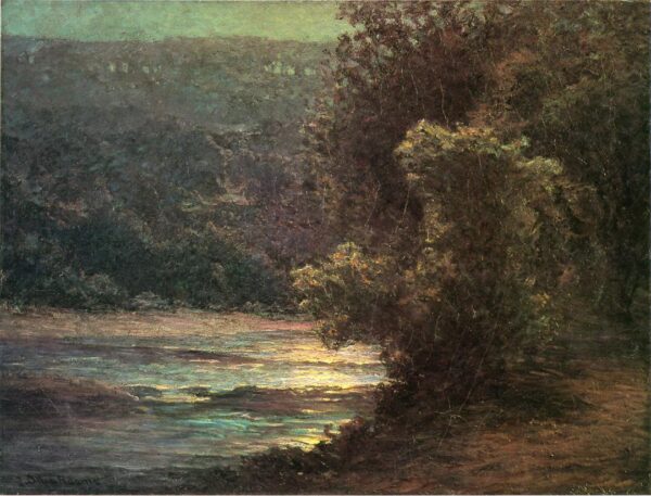 Moonlight-on-the-Whitewater-1900 by John Ottis Adams, hand-painted oil painting reproduction