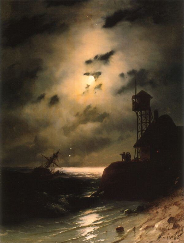 Moonlit Seascape With Shipwreck by Ivan Aivazovsky, hand-painted oil painting reproduction