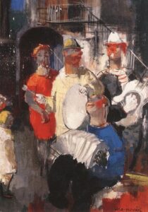 Musicians by Vilmos Aba-Novák, hand-painted oil painting reproduction