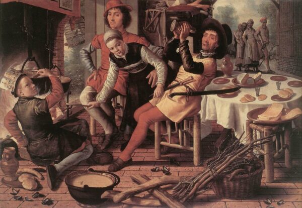 Peasants by the Hearth 1560s by Pieter Aertsen, hand-painted oil reproduction