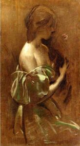Portrait of a Woman in an Off-the-Shoulder Gown by John White Alexander, hand-painted oil painting reproduction
