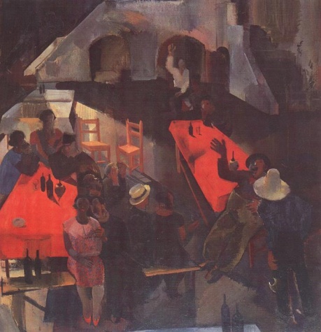 Pub 1930 by Vilmos Aba-Novák, hand-painted oil reproduction