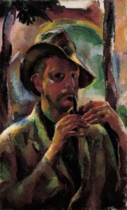 Self-Portrait with Pipe by Vilmos Aba-Novák, hand-painted oil painting reproduction
