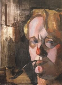 Self-portrait with Pipe and Easel by Vilmos Aba-Novák, hand-painted oil painting reproduction