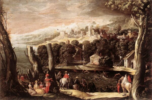 Stag Hunt by Niccolo dell Abbate, hand-painted oil painting reproduction