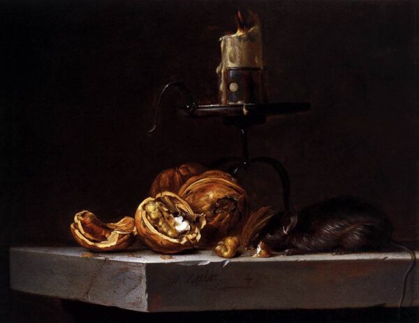 Still Life with Mouse and Candle 1647 by Willem van Aelst, hand-painted oil painting reproduction
