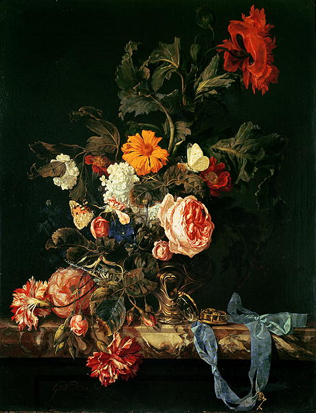 Still Life with Poppies and Roses by Willem van Aelst, hand-painted oil reproduction